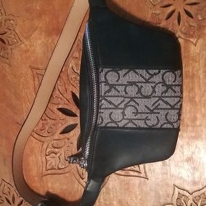 Black leather fanny pack by calvin Klein